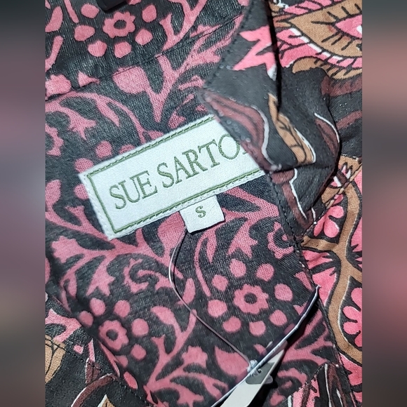 Sue Sarto Pink & Black Floral Dress Size Small / New without Tags - Picture 4 of 5